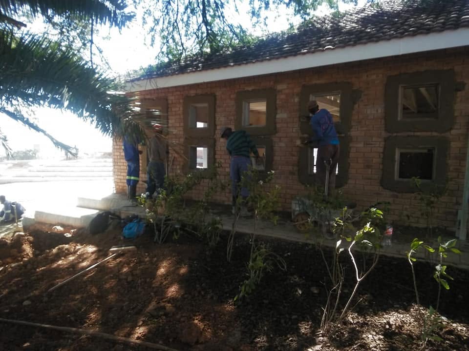 Foundation and brickwork underway on an industrial slab